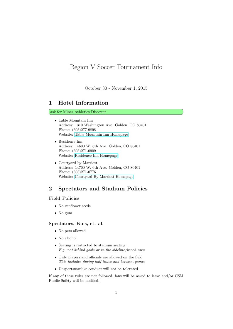 Region V Soccer Tournament Info