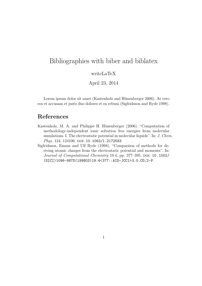 Bibliographies with biber and biblatex
