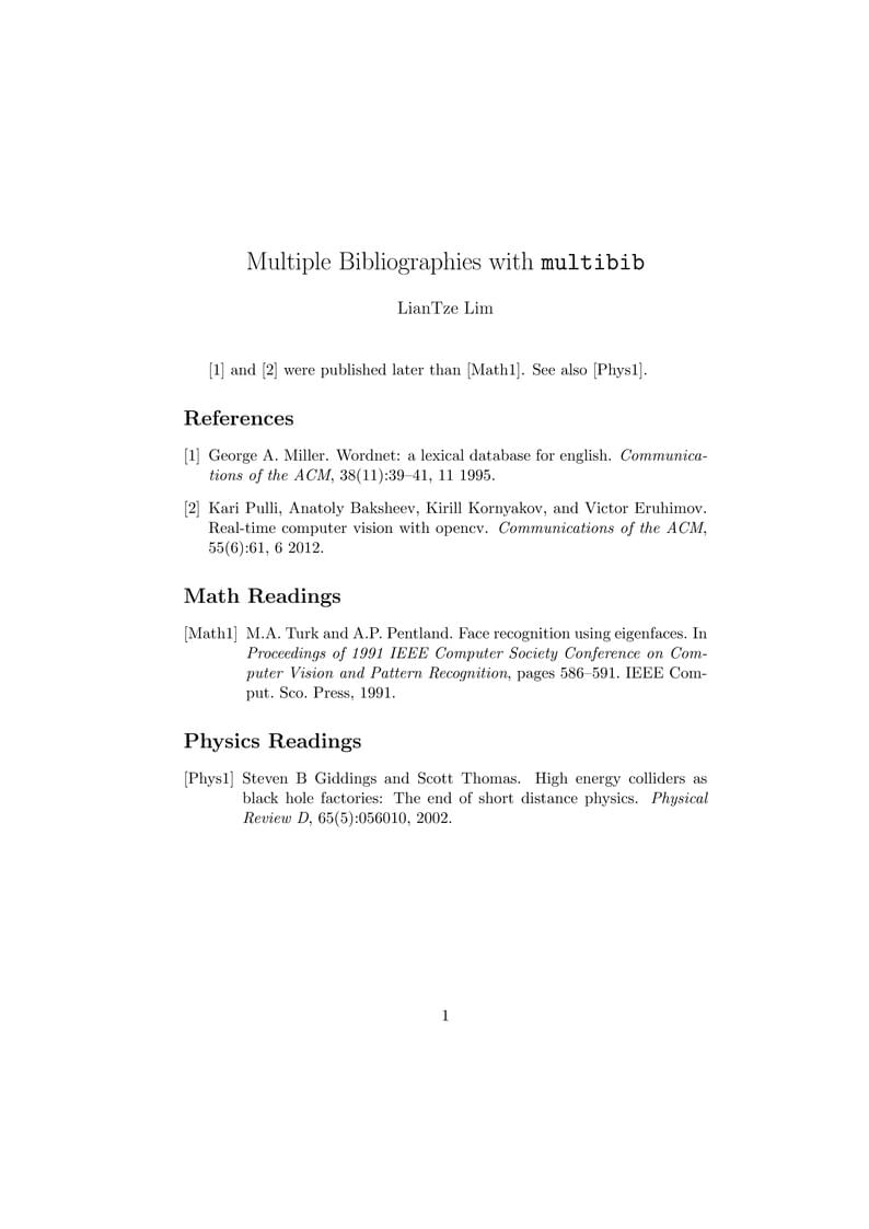 Multiple Bibliographies with multibib