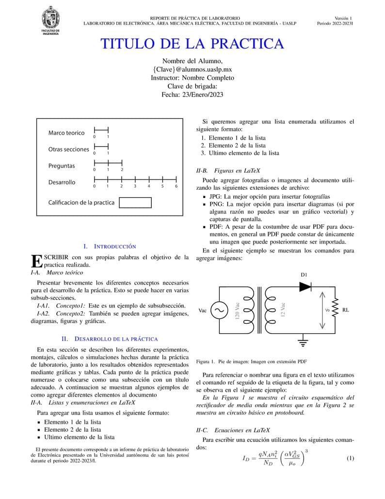 Formato de reporte Laboratorio Electronica L-23 UASLP