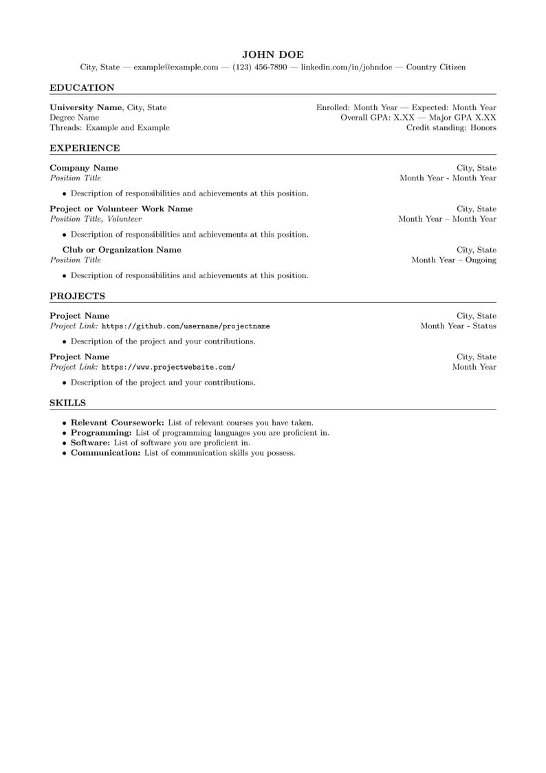 Coles Resume Template!