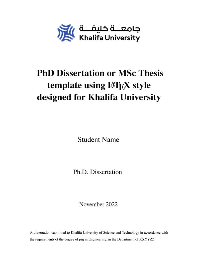Khalifa University Thesis/Dissertation Template