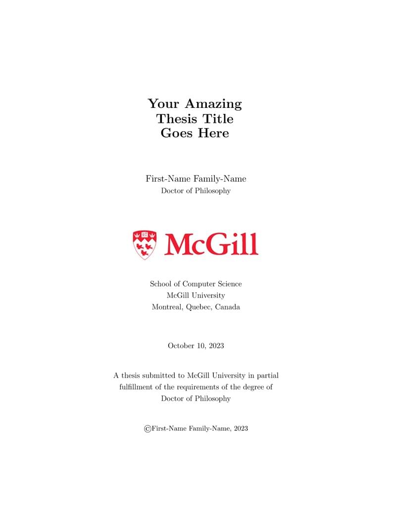 McGill PhD Thesis Template